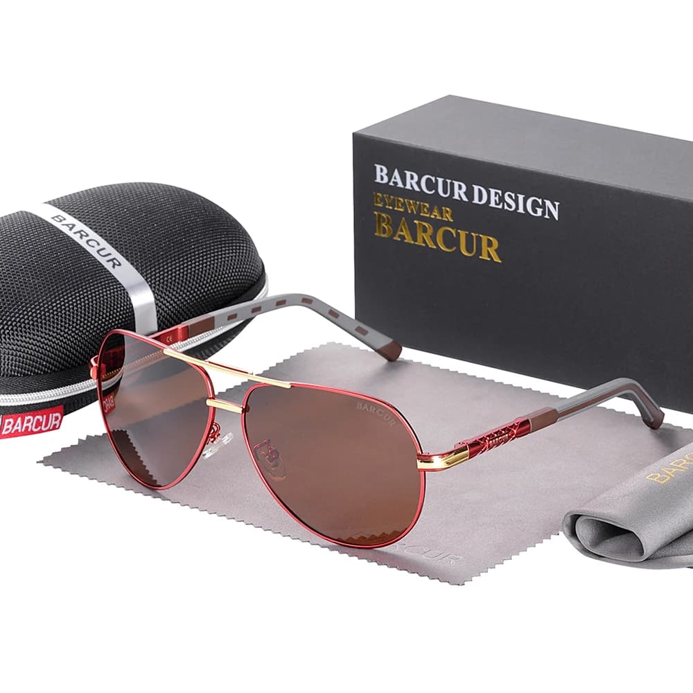 Lunettes aluminium vintage polarisées homme conduite pêche accessoires luxe montures classiques