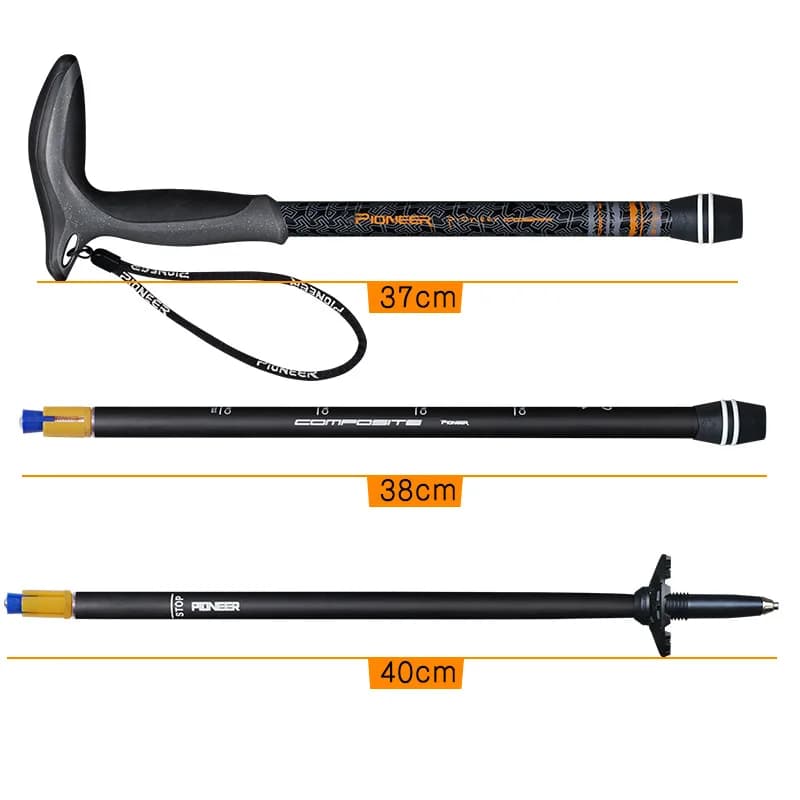 Bâton marche carbone poignée T réglable 49-100cm - Béquille escalade randonnée pêche outdoor