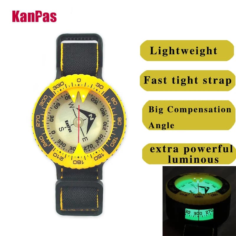 Boussole plongée KANPAS 6BAR étanche navigation mer signal lumineux bleu sécurité