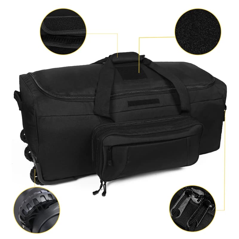 Sac de voyage militaire étanche 124L grande capacité avec roulettes pour camping et randonnée