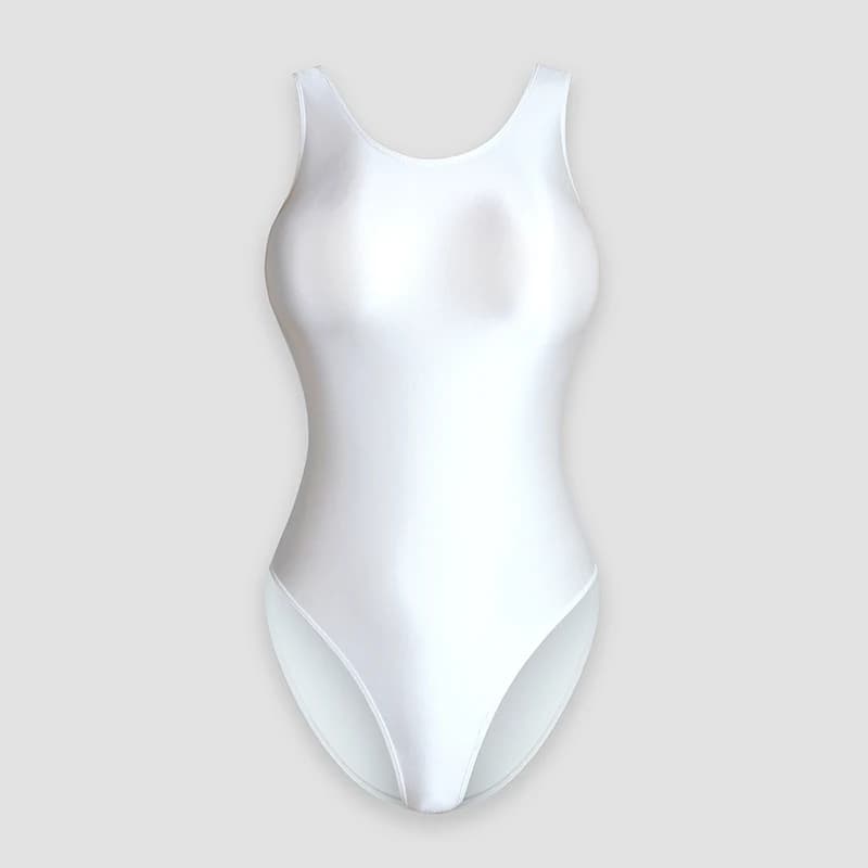 XClocKNYoung Combinaison de Bain Satin Brillant - Coupe Haute Décolleté Bas Soyeux