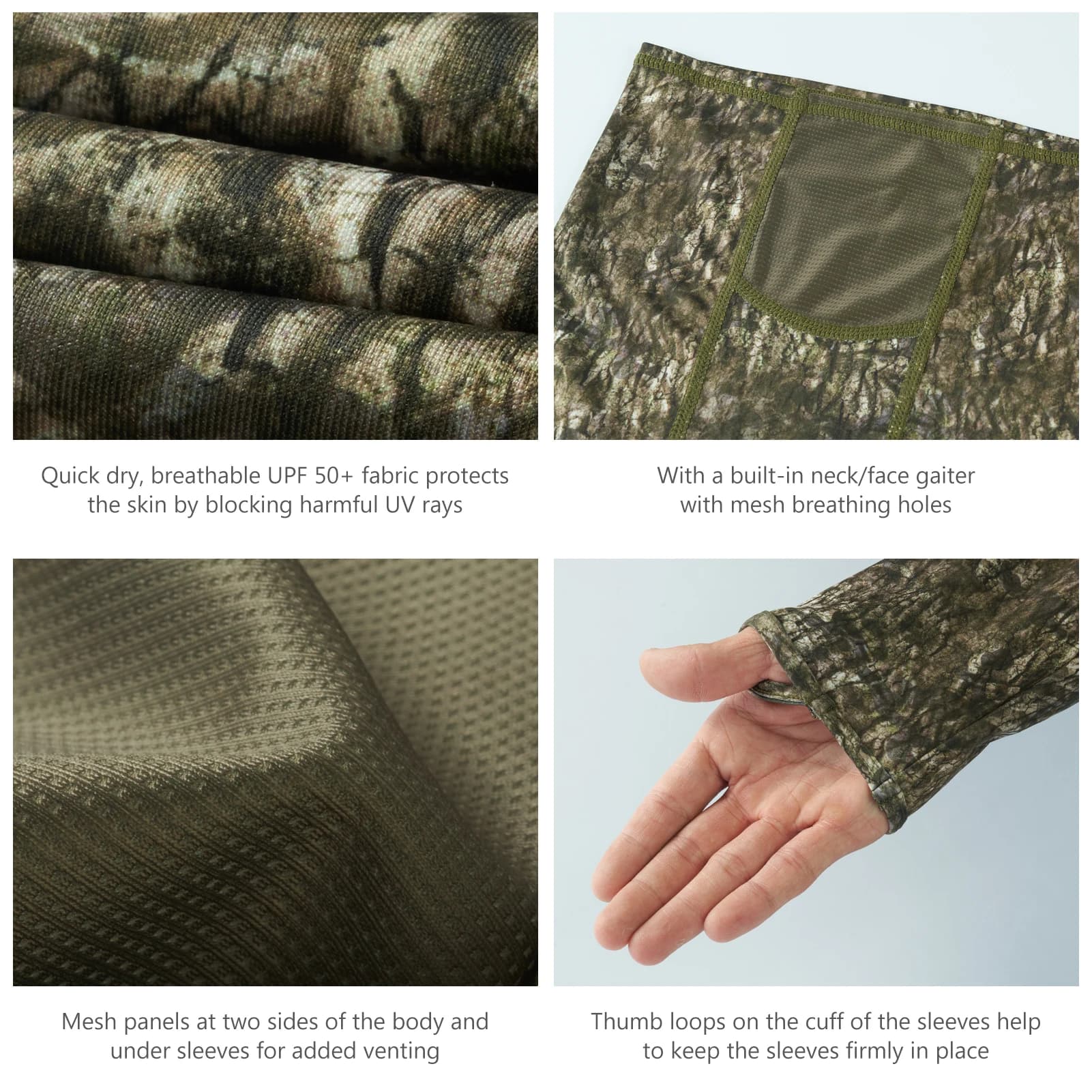 Chemise de chasse camouflage homme avec capuche - Protection UPF 50+ pour pêche et activités extérieures