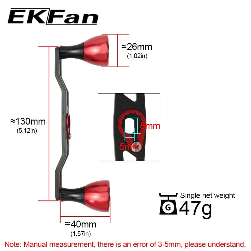 Poignée de pêche EKFAN fibre carbone pour DAI & SHI - Moulinet jig à roue tambour 130mm