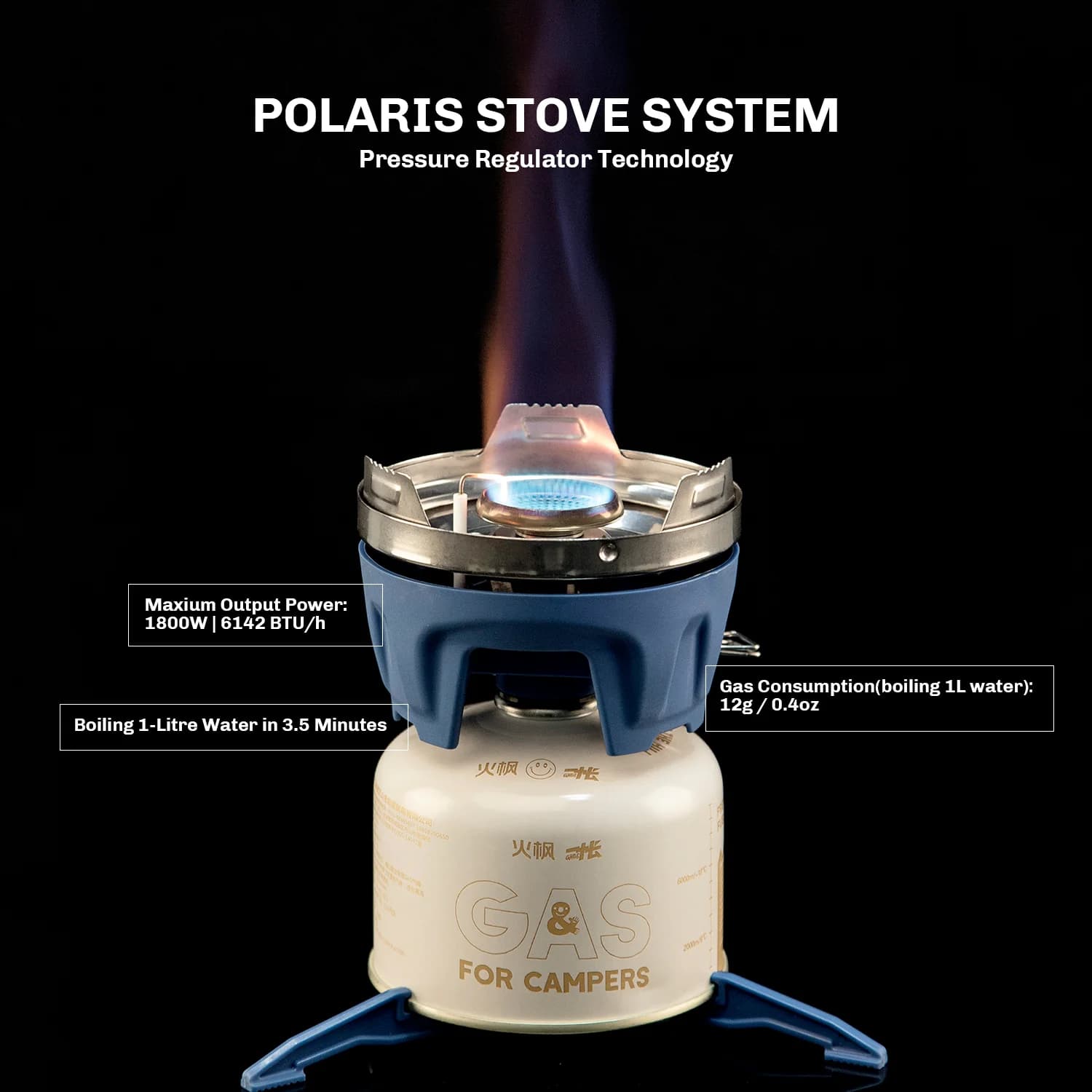 Polaire X5 système cuisson portable étable feu micro régulateur valve brûleur jet électrique