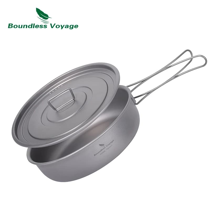 Poêle à frire titane pliable camping avec couvercle pour vos aventures en plein air