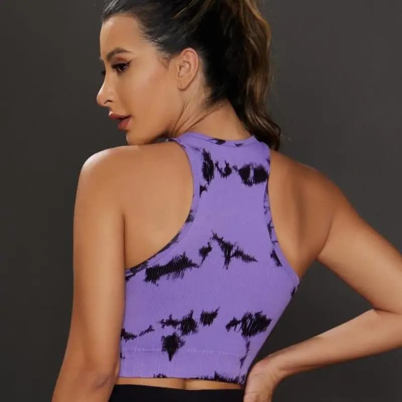Débardeur court décontracté sans manches pour femmes - Teinture par nouage originale et tendance