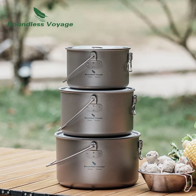 Pot camping titane léger grande capacité 2900ml pour randonnée pêche et aventures en plein air