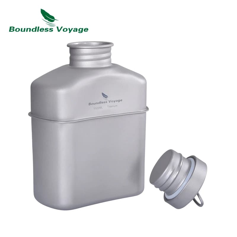 Bouteille titane 1100ml pour pêche et camping - Ustensile militaire robuste avec bol 400ml