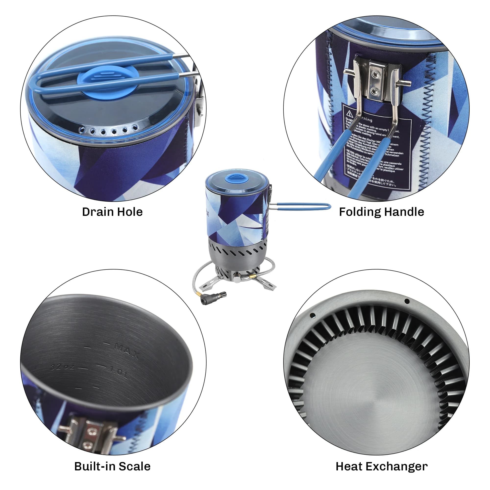 Système réchaud radiant grain d'érable feu - Compact coupe-vent régulation pression camping