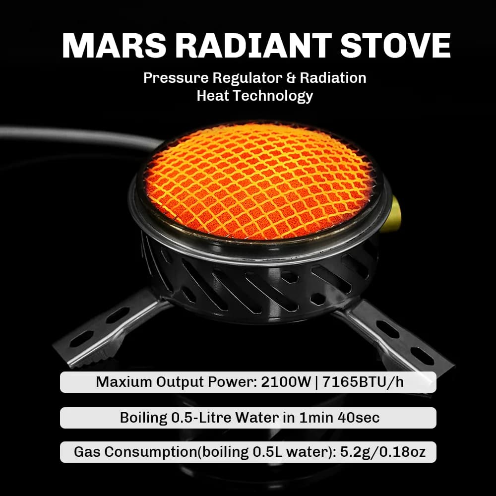Système réchaud radiant grain d'érable feu - Compact coupe-vent régulation pression camping