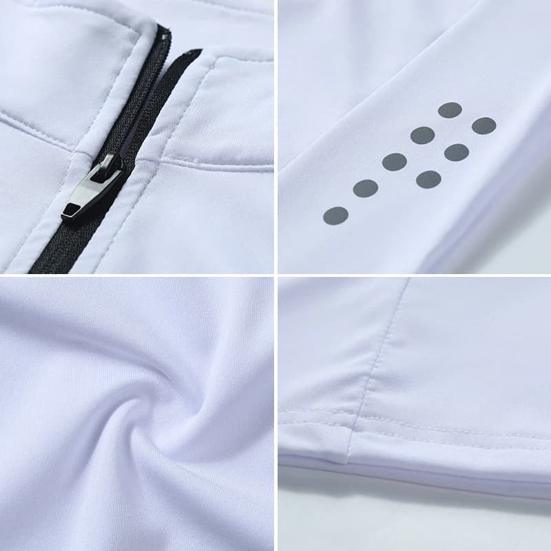 T-shirt de sport manches longues pour hommes - Coupe cintrée avec demi-fermeture éclair et col montant