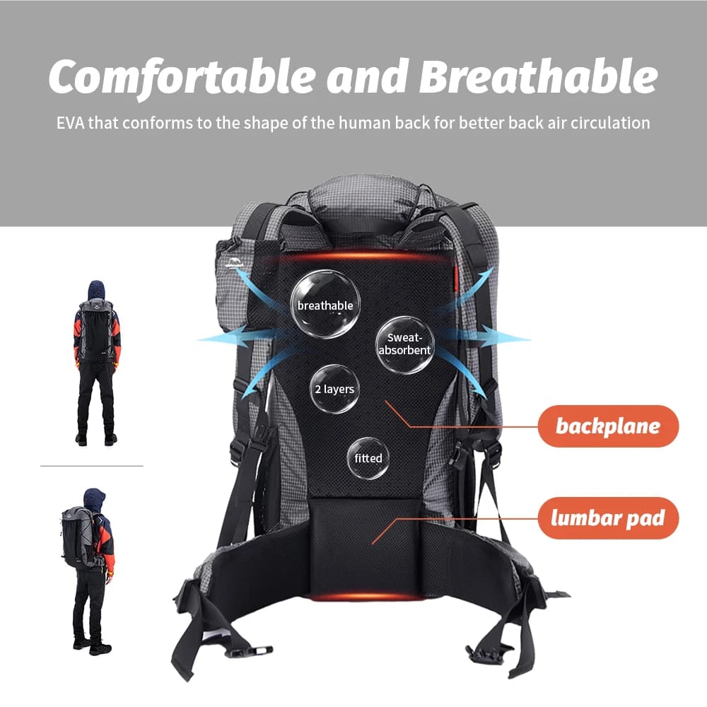Sac à dos 40l Naturehike pour pêche trekking et randonnée avec housse de protection intégrée