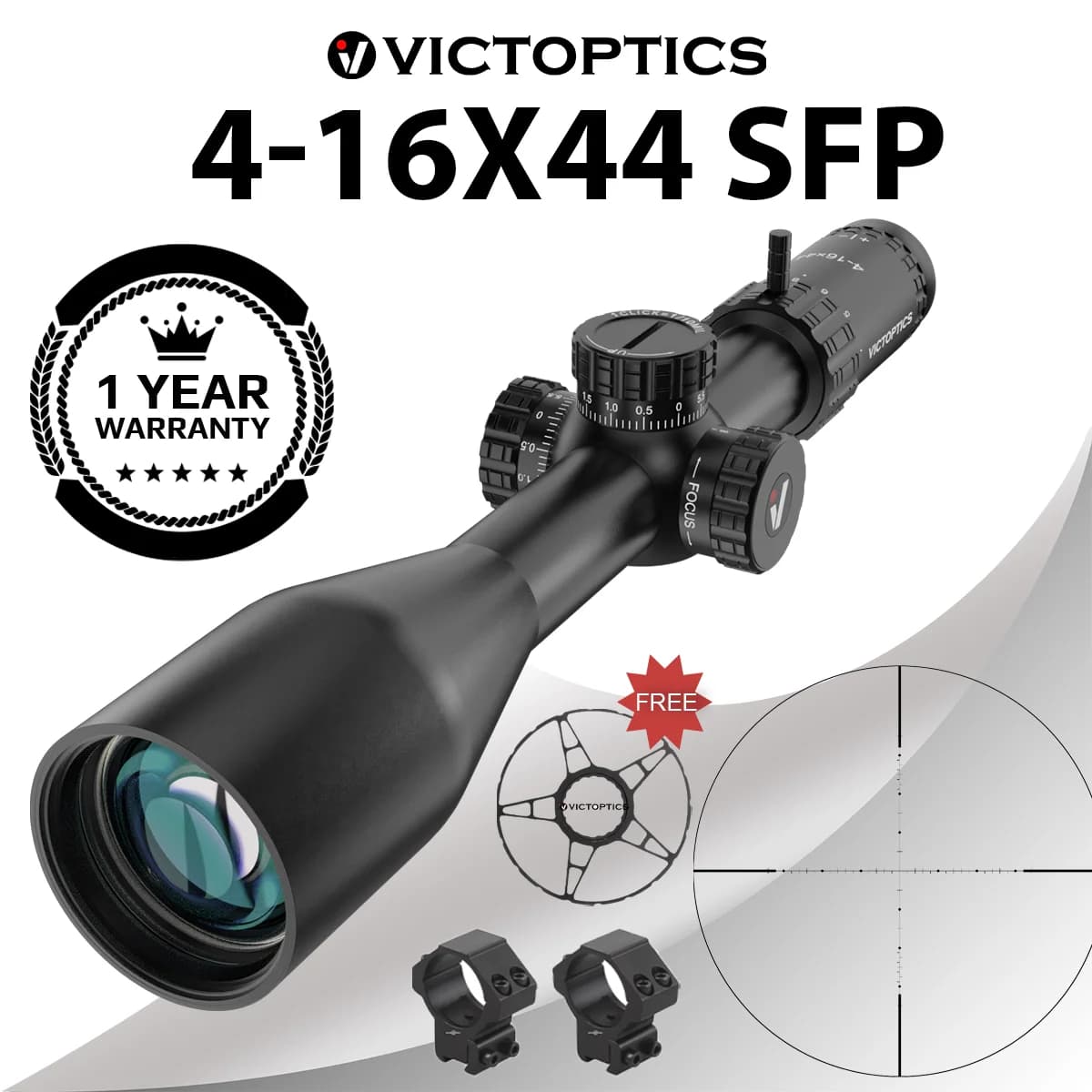 Lunette de visée tactique VictOptics S4 4-16x44 MDL pour airsoft et chasse .223 5.56 AR15