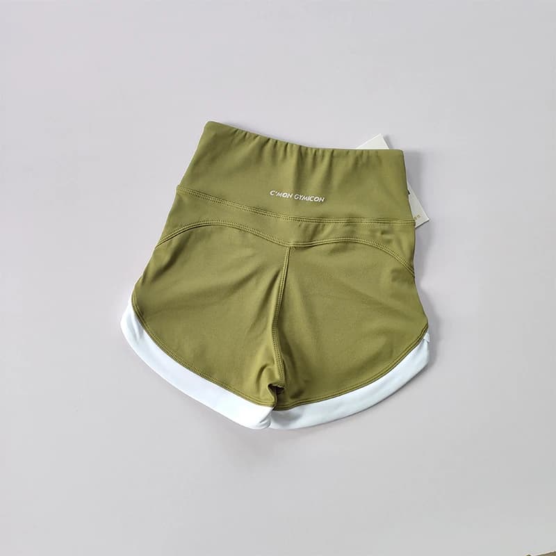 Short sport femme contrasté taille haute - Pantalon yoga respirant pour pêche estivale active