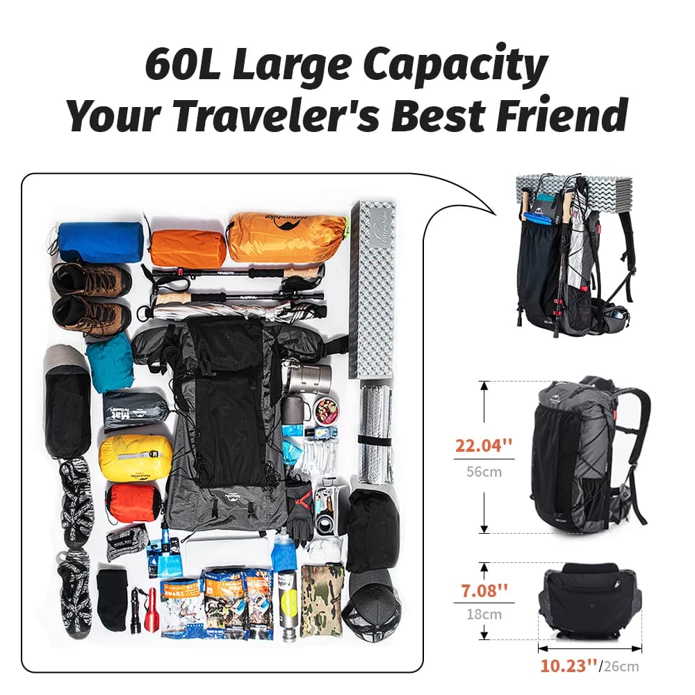Sac à dos 40l Naturehike pour pêche trekking et randonnée avec housse de protection intégrée
