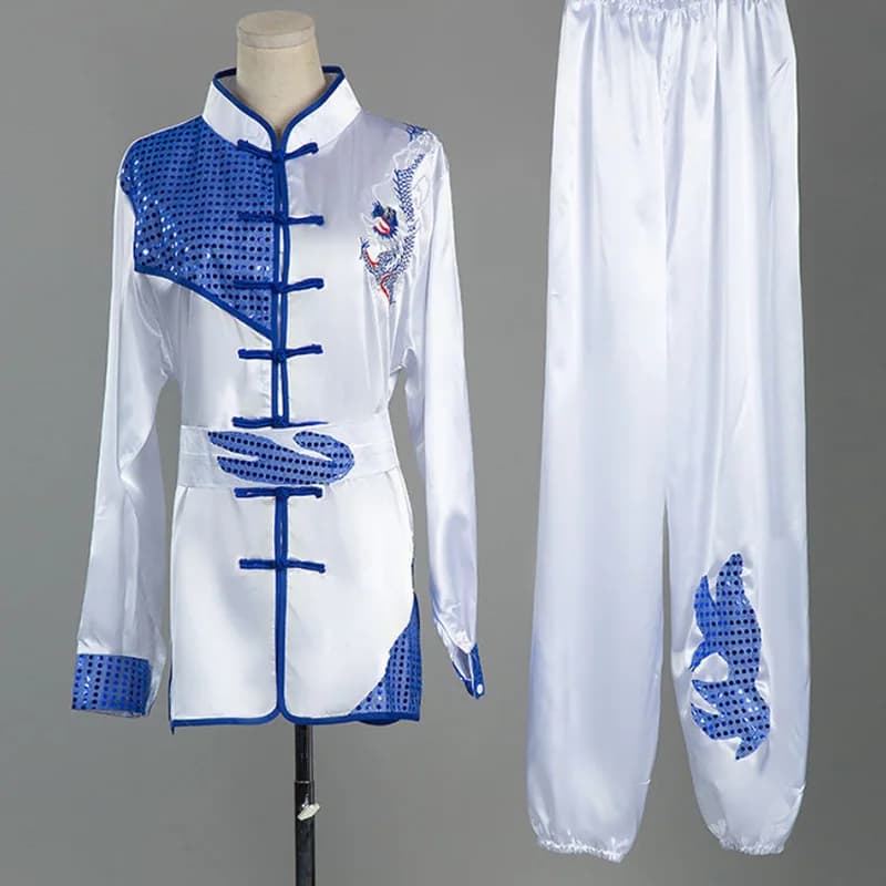 Uniforme de Wushu Kungfu chinois - Costume Taolu brodé dragon pour hommes femmes enfants