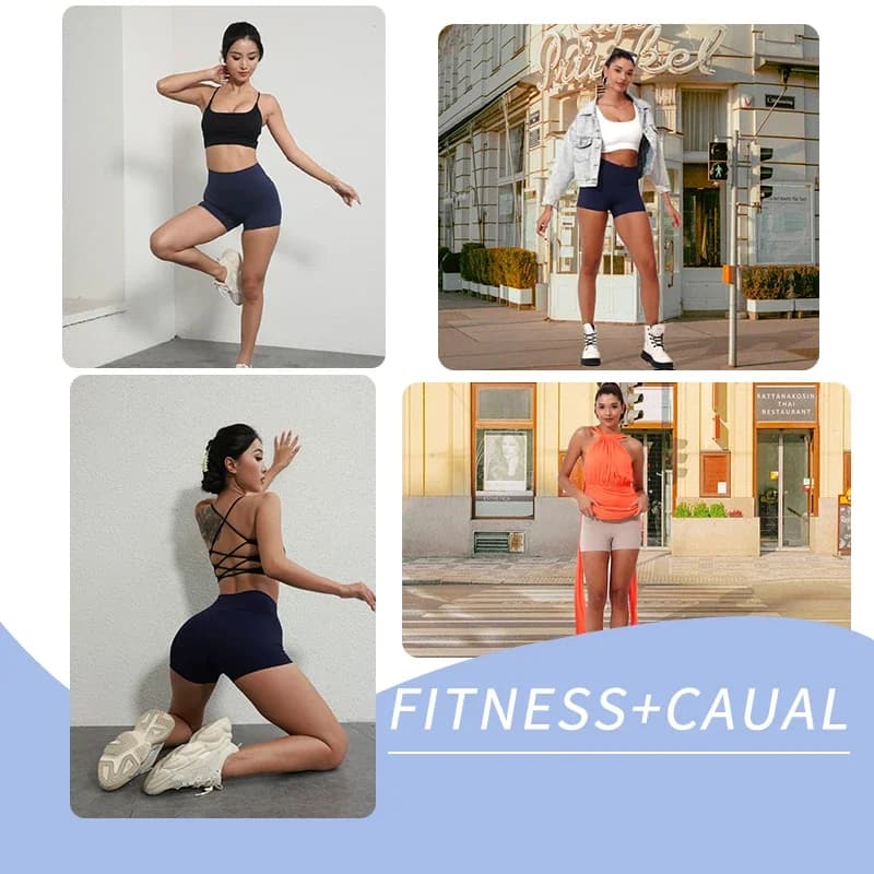 Short sport taille haute femme - Yoga running motard - Coupe cintrée élasticité haute