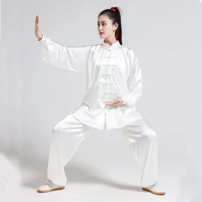 Uniforme arts martiaux pêche Tai Chi - Satin col montant Kung Fu homme femme performance