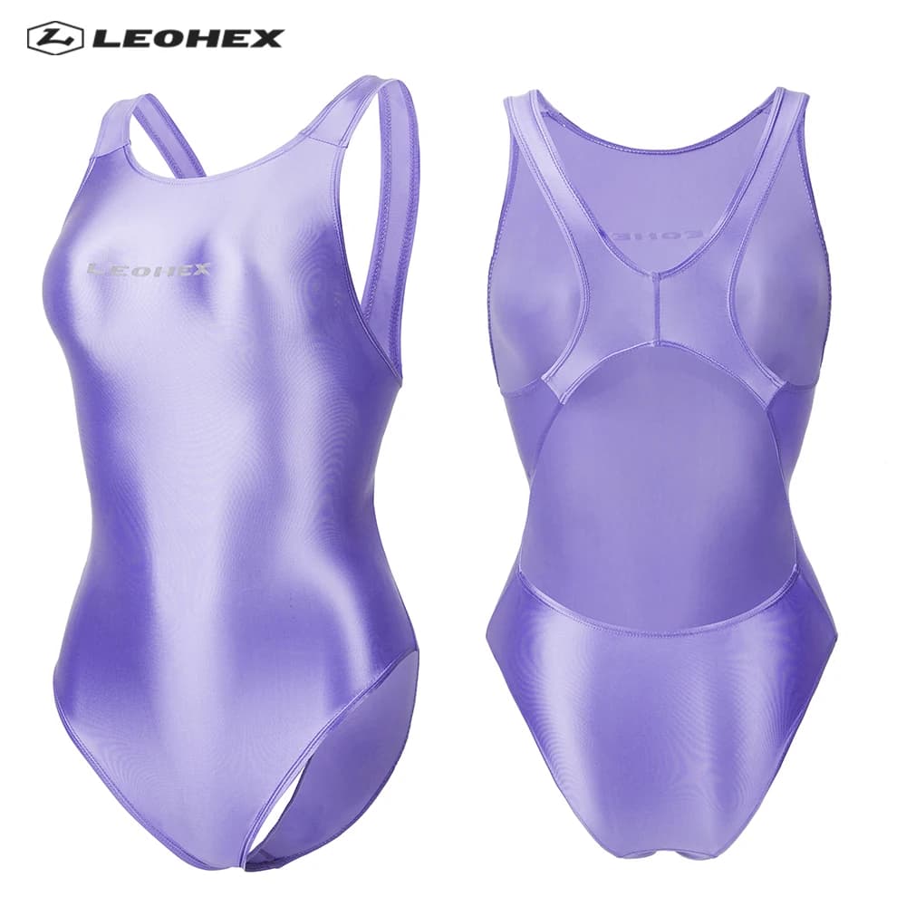 Maillot de bain une pièce femme sexy nylon spandex brillant coupe haute opaque pour batterie