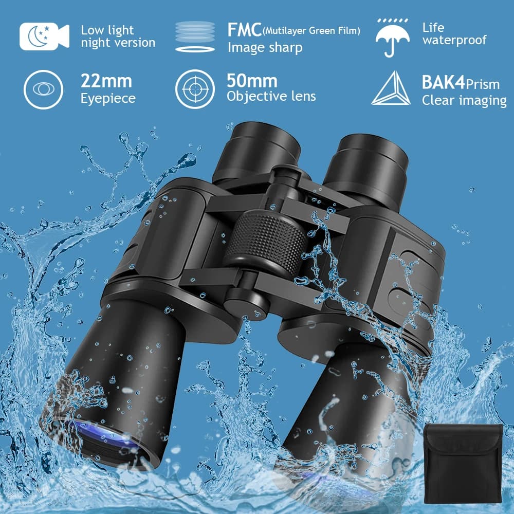 Jumelles Zoom Professionnelles 180x100 HD Vision Nuit Longue Portée Étanche pour Chasse et Observation Extérieure