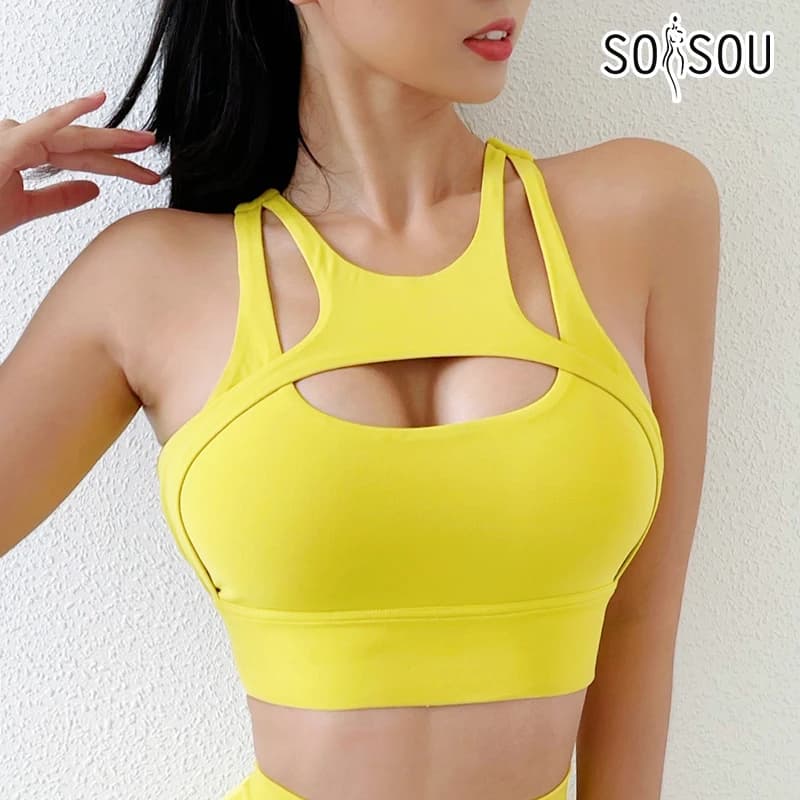 Soutien-gorge sportif nylon réglable femme pêche yoga - Confort et maintien optimal