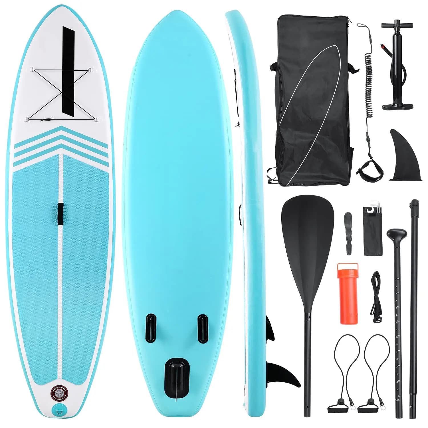 Planche à pagaie gonflable SUP pêche verte avec pompe triple action et accessoires paddle