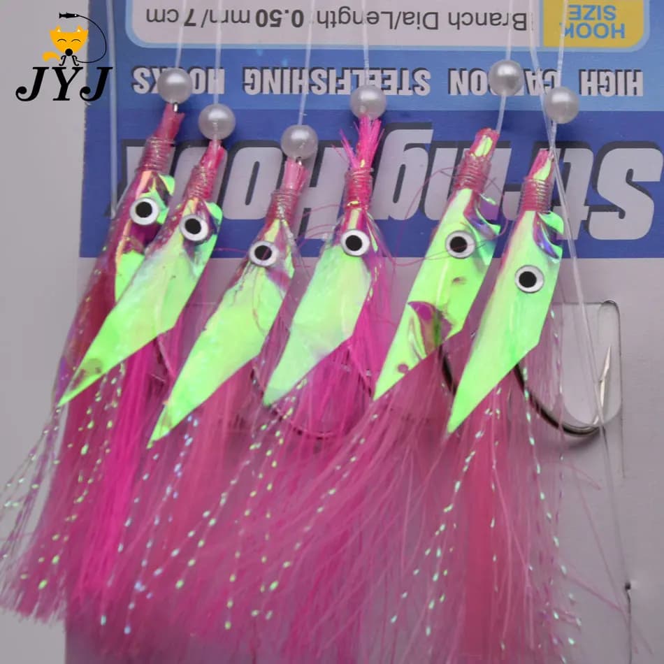 Pack de crochets JYJ peau de poisson laser - Sabiki pour pêche en mer du maquereau espagnol