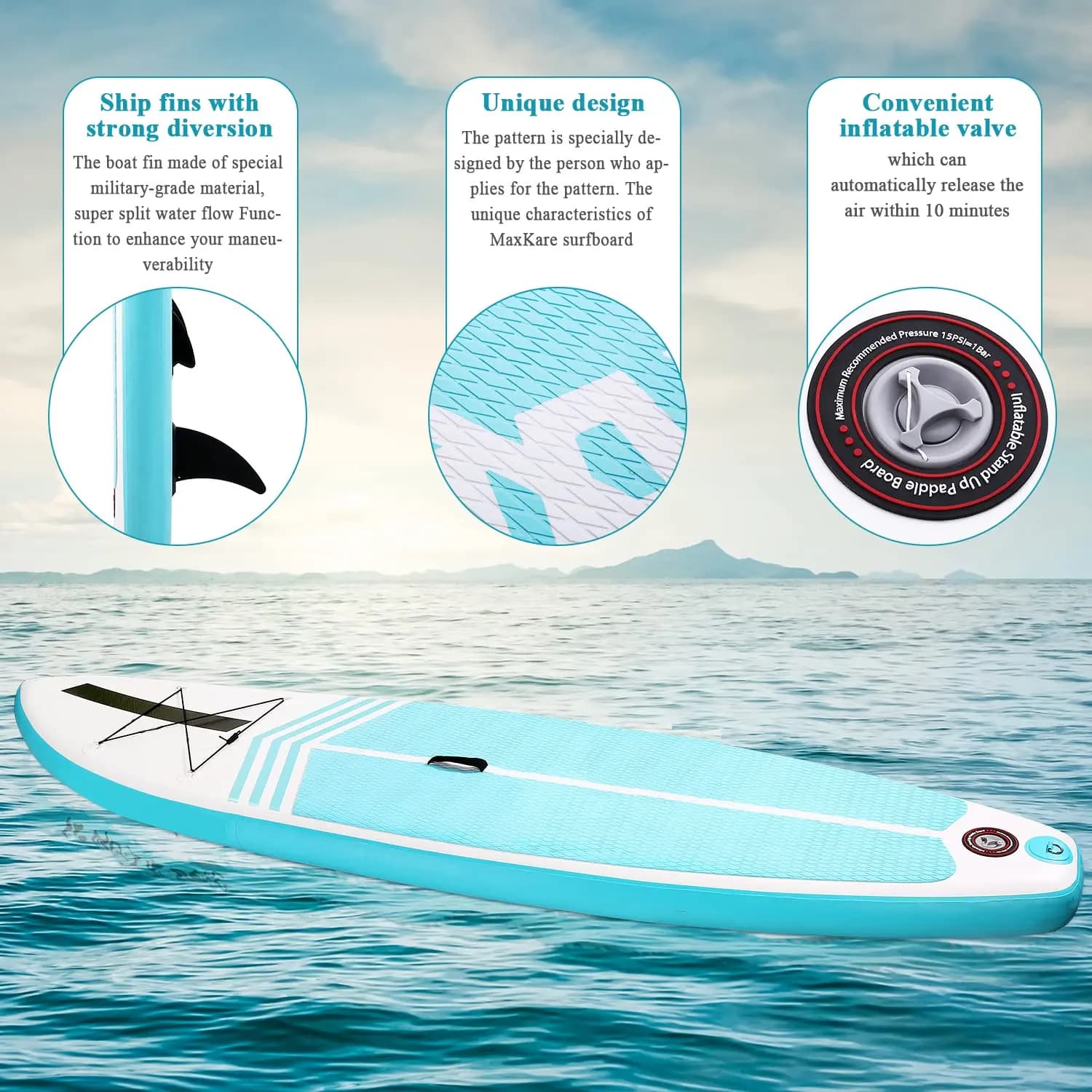 Planche à pagaie gonflable SUP pêche verte avec pompe triple action et accessoires paddle