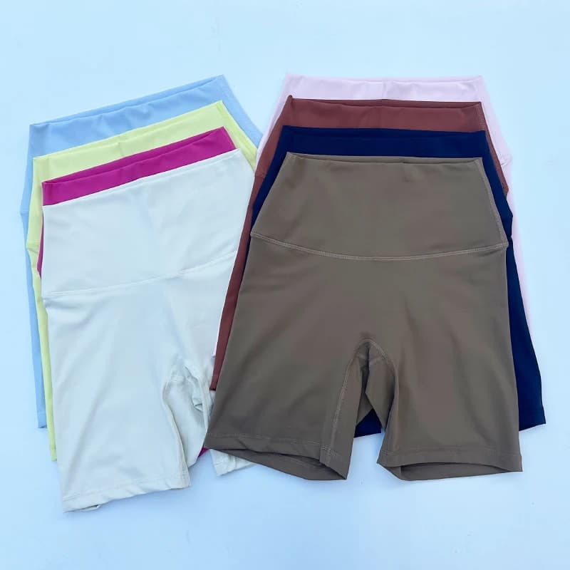 Short sport femme taille haute Yoga course à pied Nylon haute élasticité coupe cintrée