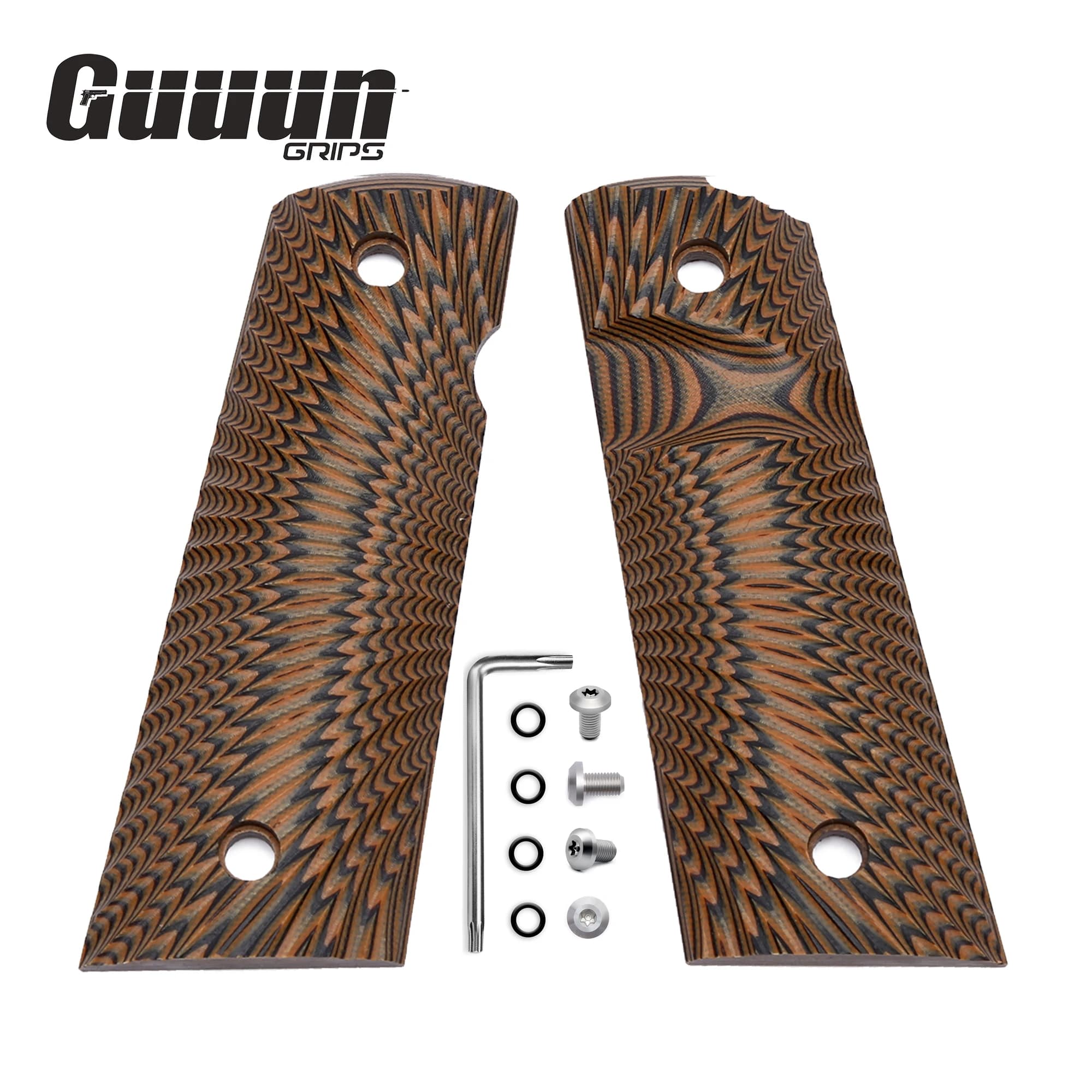Magwell G10 Grip Guuun pour 1911 - Texture Sunburst et coupe de sécurité pour une prise optimale