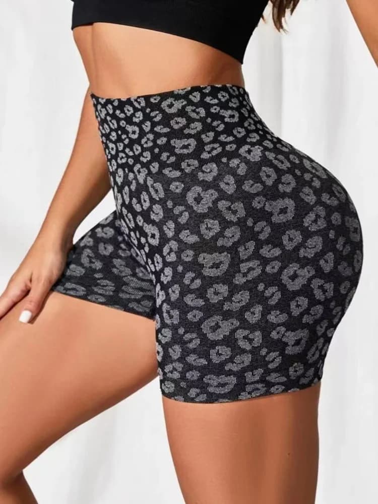 Shorts d'été pêche taille haute séchage rapide - Pantalons yoga léopard serrés nouveaux européens