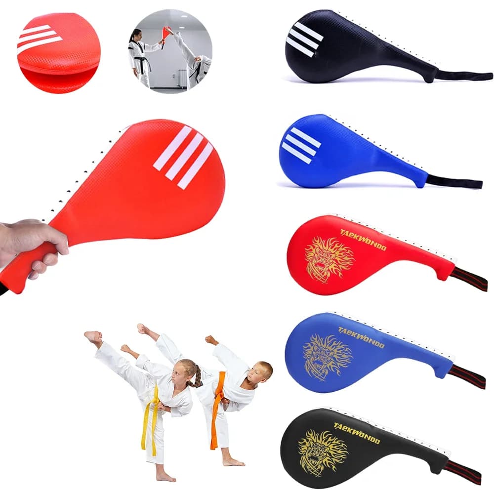 Cible pied PU entraînement boxe Taekwondo - Coussin coups karaté poignée main élastique portable