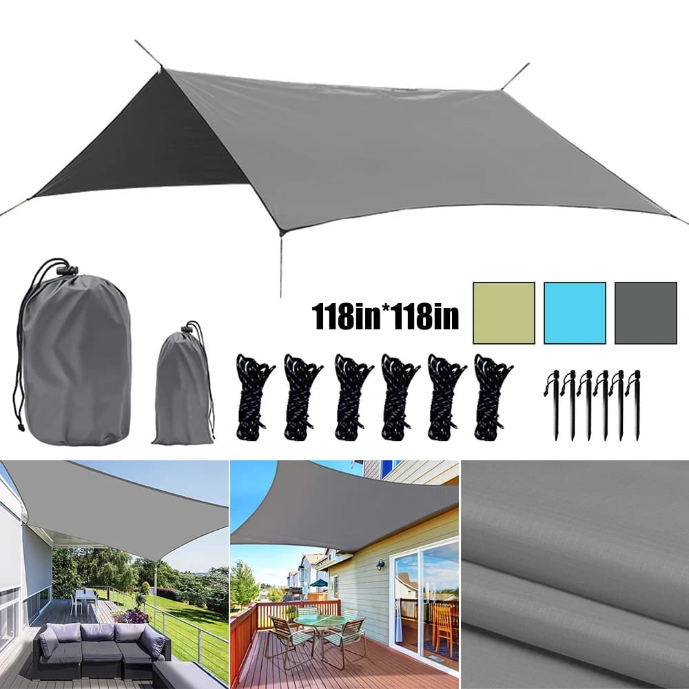 Tente de Camping Familiale 10x10 Pieds Étanche Pliante avec Grand Auvent Abri Soleil pour Glamping