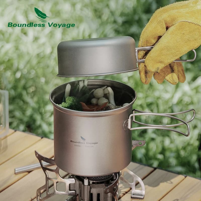 Ensemble de casseroles camping titane mini avec poignée pliante pour randonnée pique-nique voyage léger