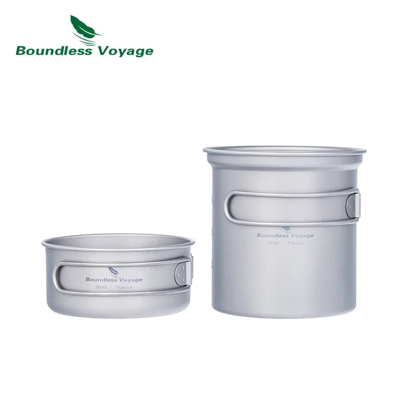 Ensemble de casseroles camping titane mini avec poignée pliante pour randonnée pique-nique voyage léger