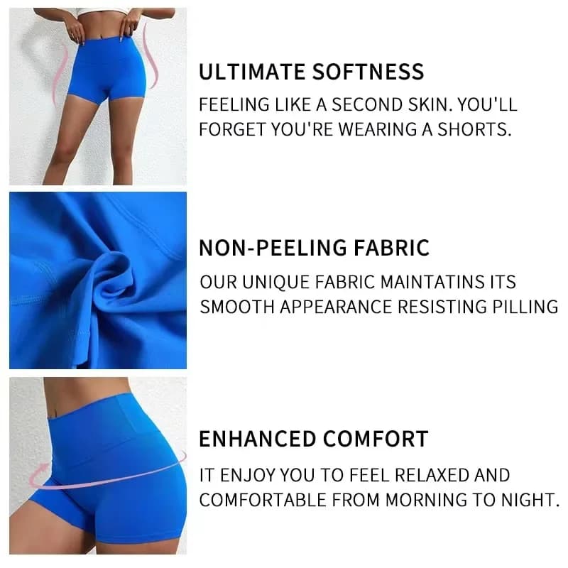 Short sport taille haute femme - Yoga running motard - Coupe cintrée élasticité haute