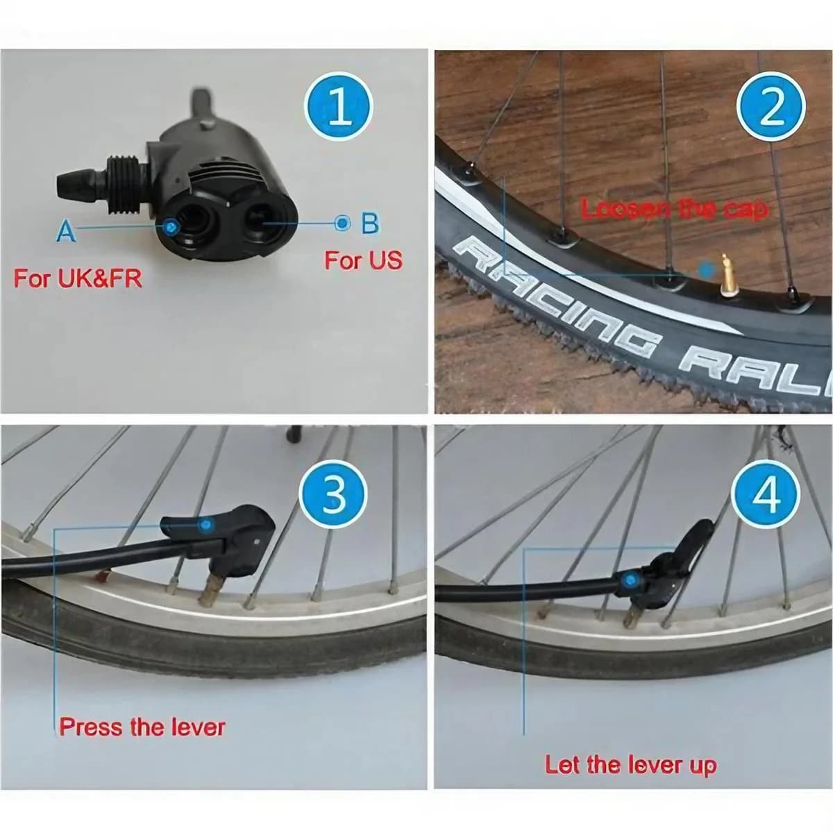 Adaptateur double tête pour pompe à vélo - Accessoire universel pour pêcheurs cyclistes