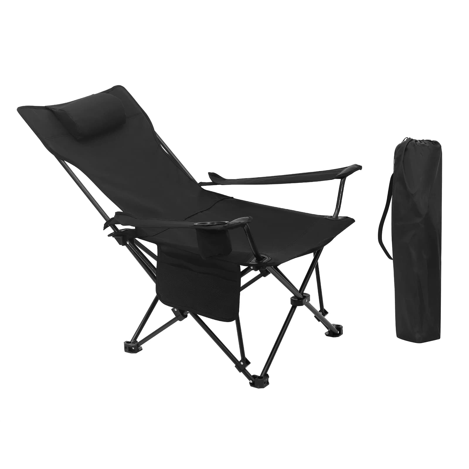 Fauteuil de pêche pliant WOLTU léger avec accoudoirs, porte-gobelet et sac de transport pour camping