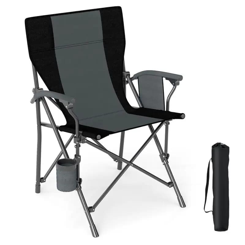 Chaise Oxford pliante camping portable - Siège pêche noir une pièce pour extérieur