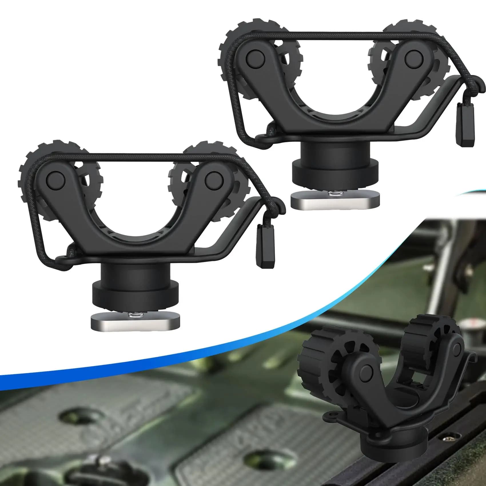 Support de pagaie pour kayak de pêche - Accessoire de fixation sur rail pour canne à pêche