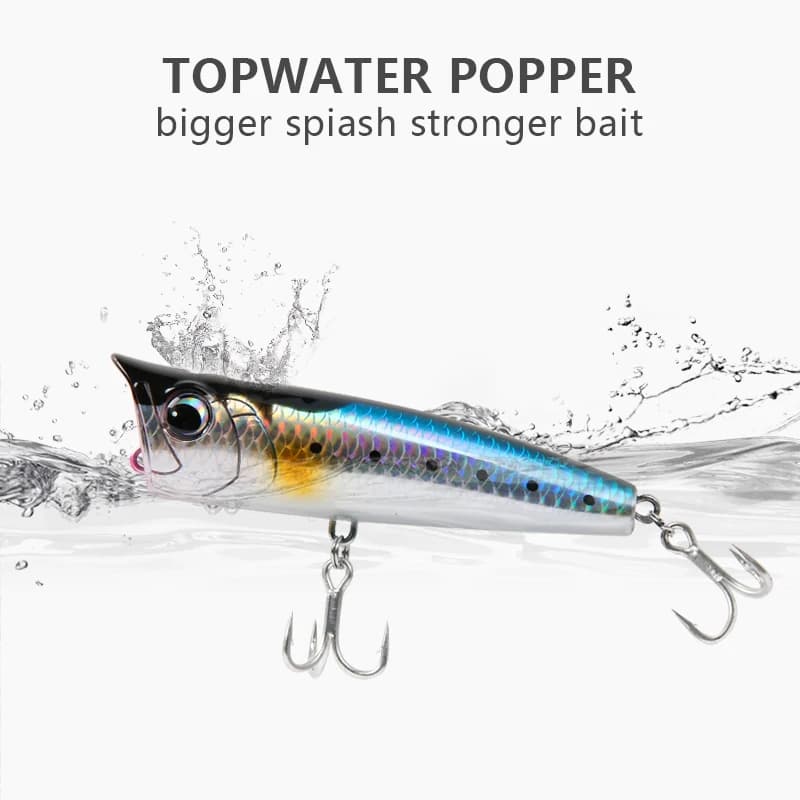Popper topwater LETOYO 8.5-30g flottant - Leurre dur surface pour bar, perche et brochet