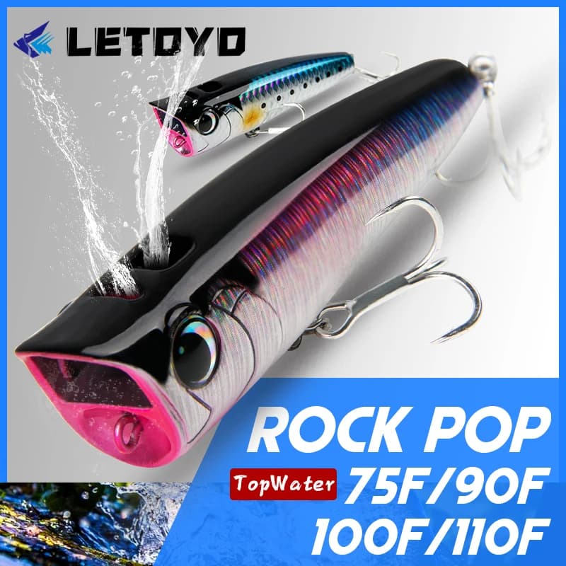 Popper topwater LETOYO 8.5-30g flottant - Leurre dur surface pour bar, perche et brochet