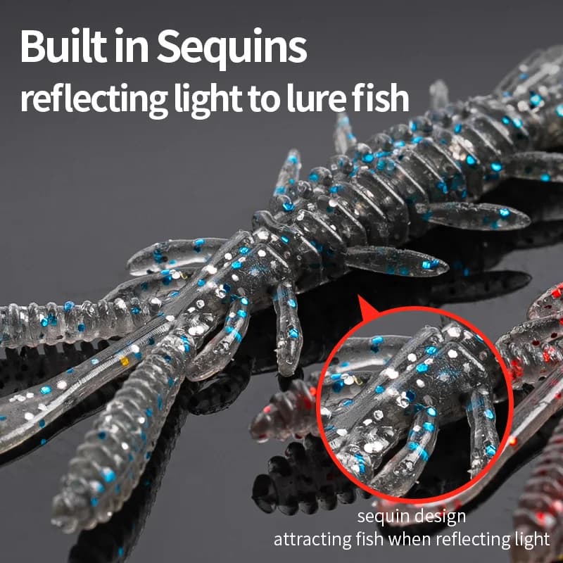 Leurre Souple Crevette Flottant LINNHUE - Appât NED Rig avec Attractant Poissons Silicone