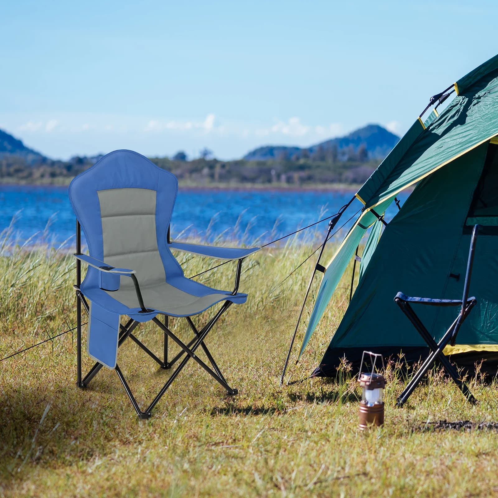 Chaise camping pliable WOLTU légère pêche - Siège poche latérale porte-gobelet jardin terrasse BBQ plage