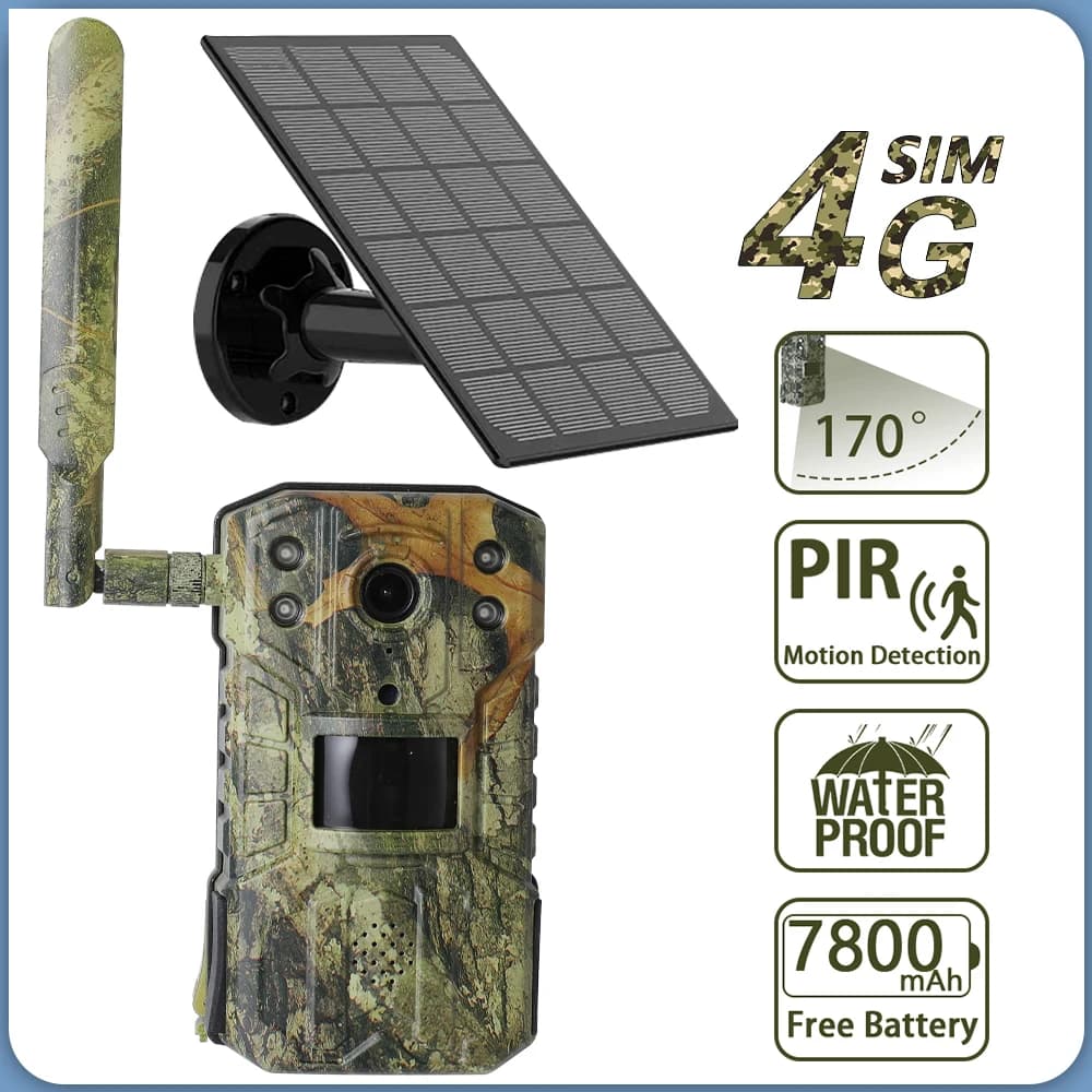 Caméra trail solaire 4MP 4G avec détection PIR 20M et vision nocturne 30M pour suivi animalier extérieur