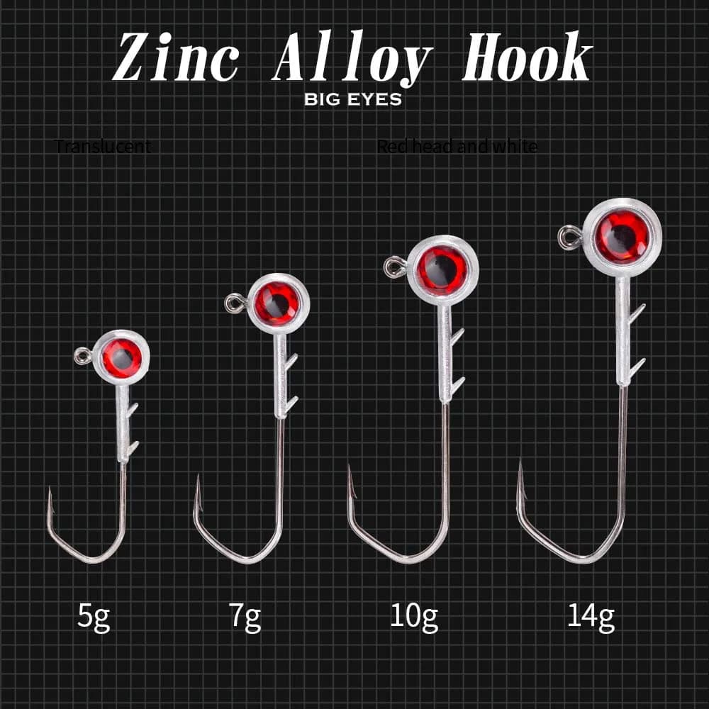 Hameçons de pêche Ajing Hunthouse 5g 7g 10g 14g, tête plombée zinc pour leurre rockfish et sébaste