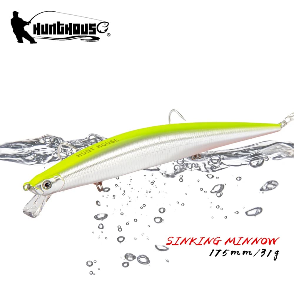 Leurre de pêche Hunthouse Tide Minnow 175mm - Appât dur coulant pour bar et brochet