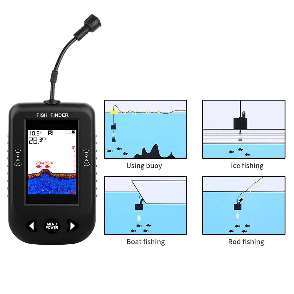 Erchang XF03 Sondeur portable 100m profondeur pour pêche lac mer avec échosondeur et détection appâts