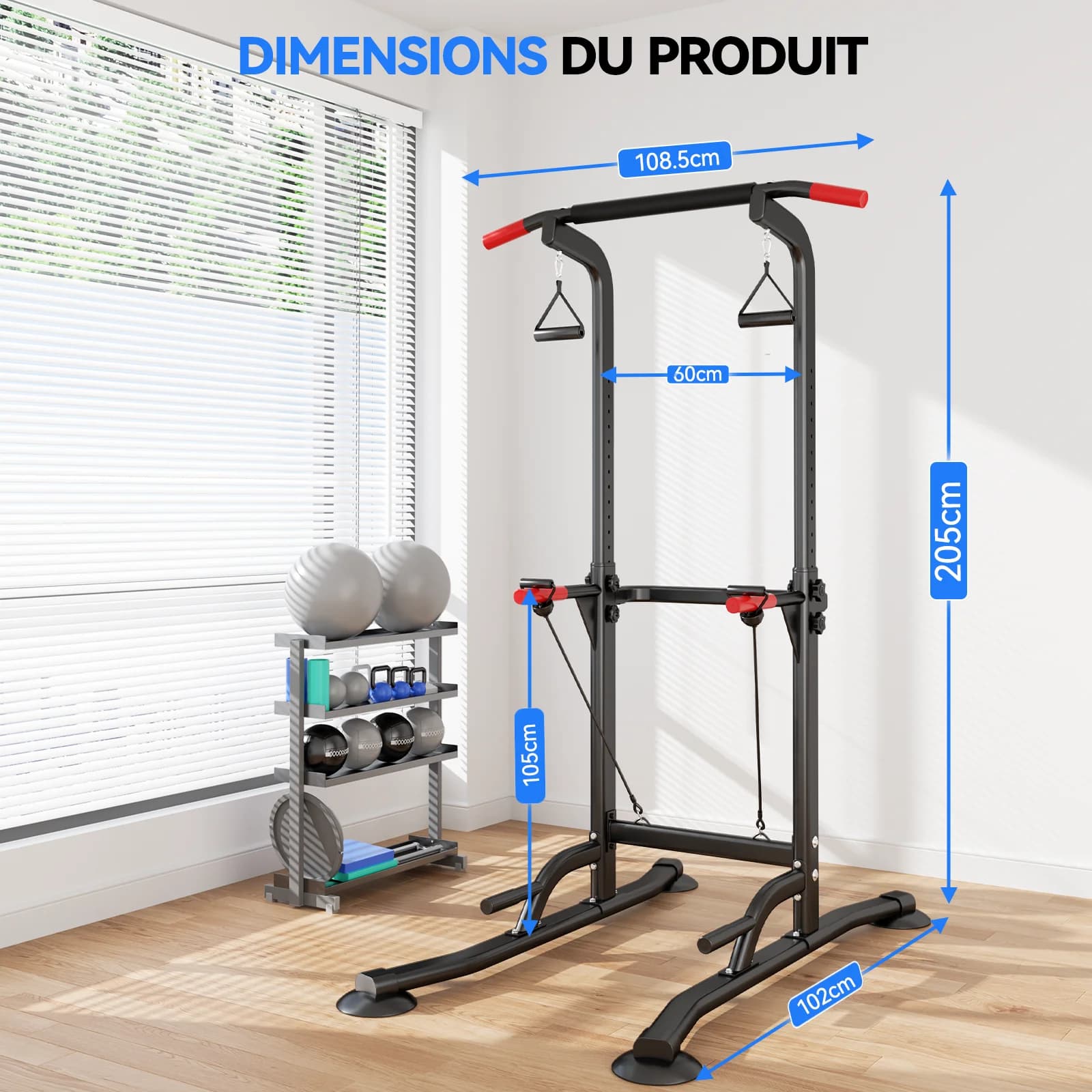 Kit musculation multifonction avec barre, pompes et élastiques - Renforcement complet du dos à domicile