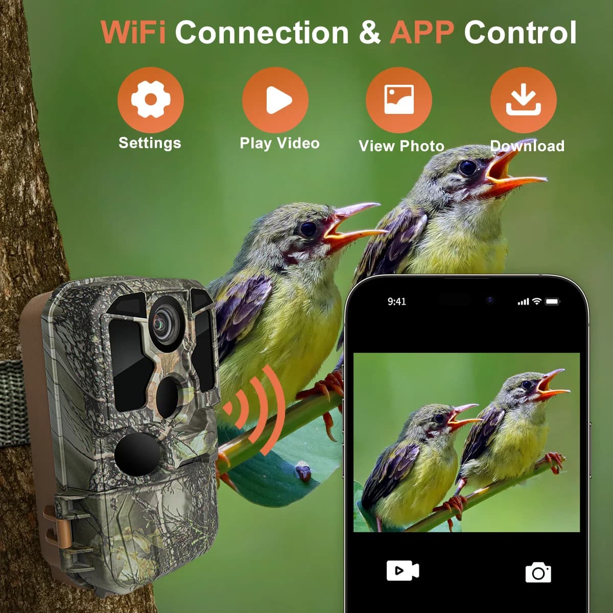 Caméra WiFi 4K 48MP IP67 étanche - Déclenchement 0.05s vision nocturne IR pour pièges photos